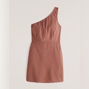 Abercrombie & Fitch One-Shoulder Linen-Blend Mini Dress